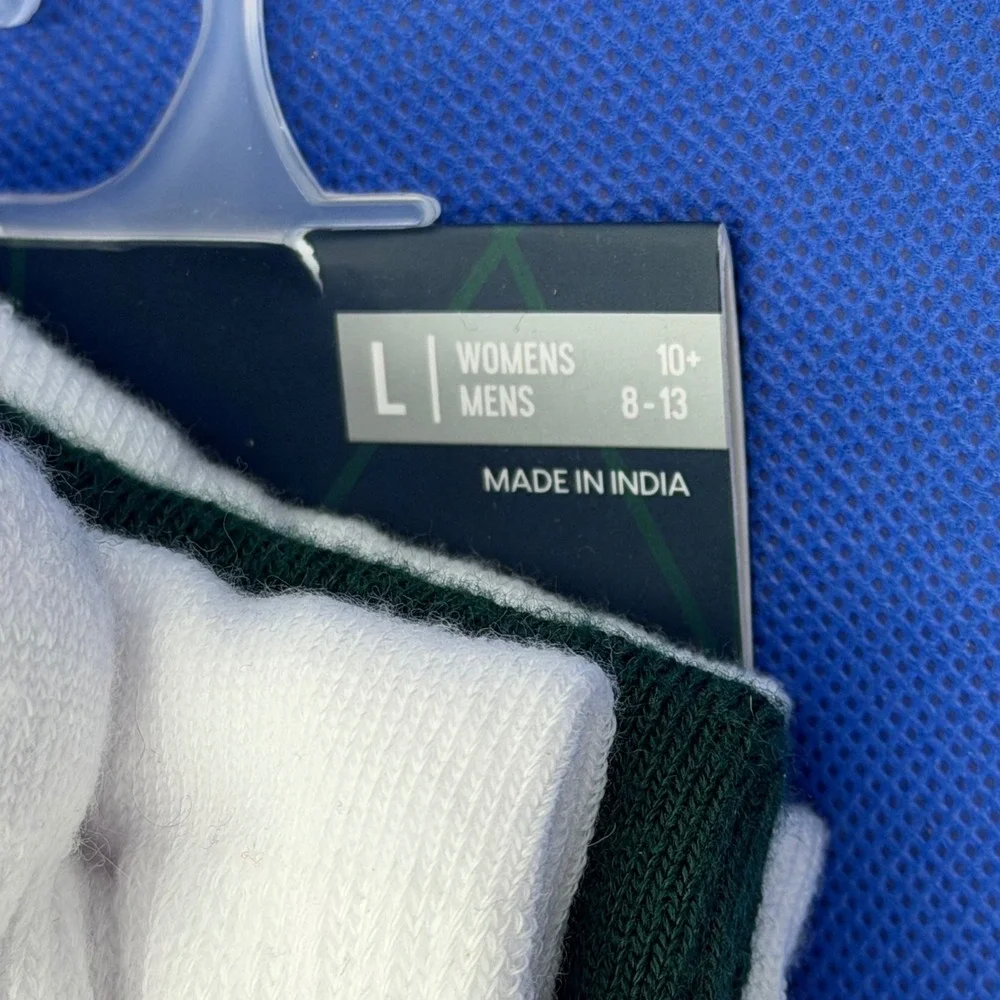 Dicks Crew Tube Socks NWT 3 Pack White Green Striped Mens 8-13 NEW Gym Retro Uni